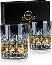 Veecom Whiskyglazen, 315 ml, Old Fashioned, whiskyglazen, rumglazen, whiskyglas, set van 2 stuks, whiskycadeauset voor mannen, papa, whiskyglazen, tumbler glas voor scotch, cocktail