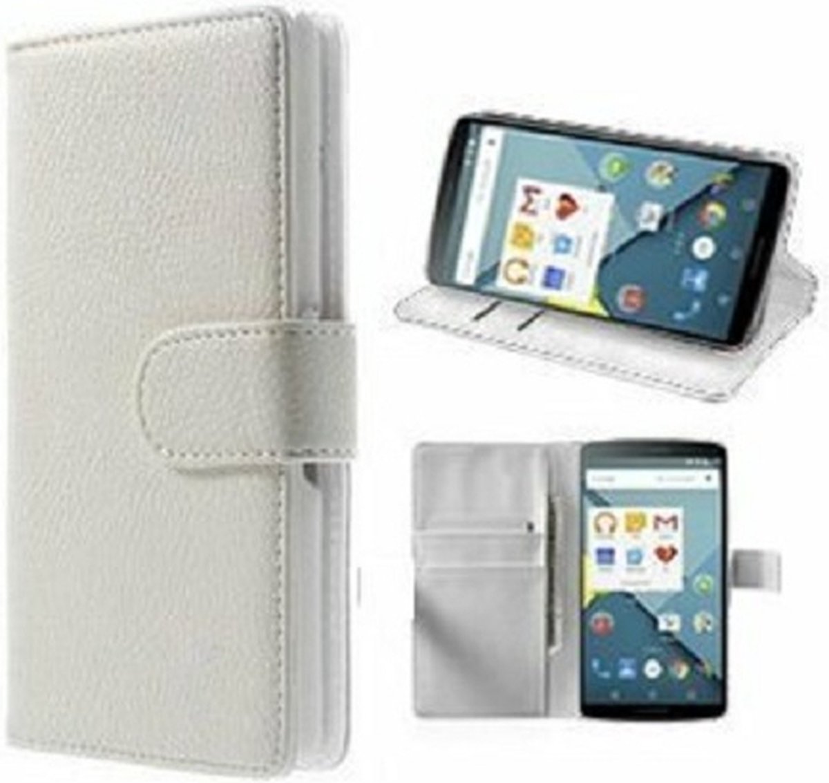 LG G4 Note Hoesje Met Pasjeshouder Bookcase Wit