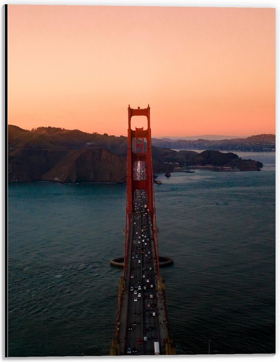 WallClassics - Dibond - Golden Gate Bridge in Californië - 30x40 cm Foto op Aluminium (Met Ophangsysteem)