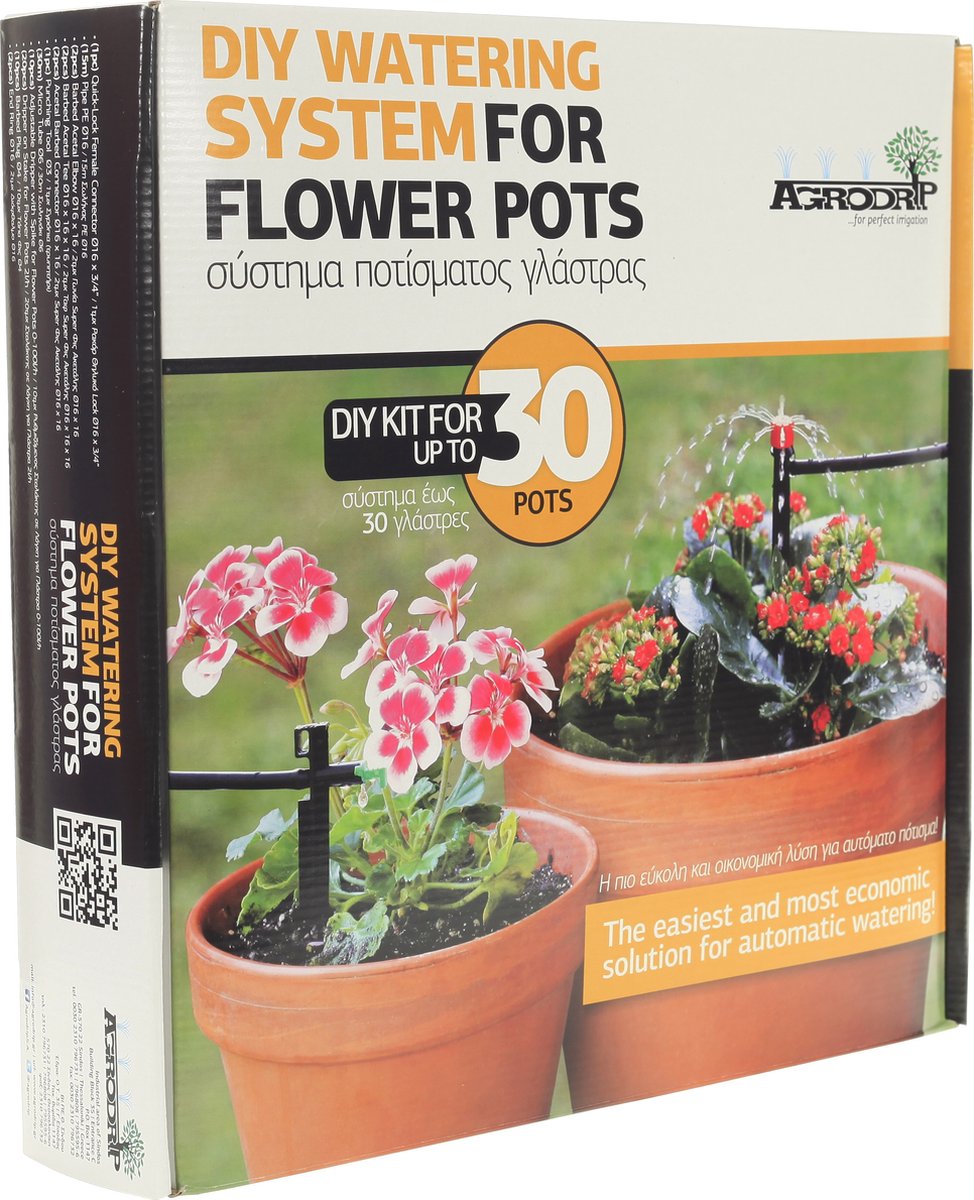 Agrodrip - Beregenings set voor tuin - druppelsysteem voor 30 bloempotten