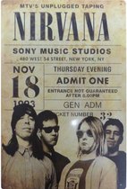 Metalen wandbord concertbord Nirvana unplugged - 20 x 30 cm