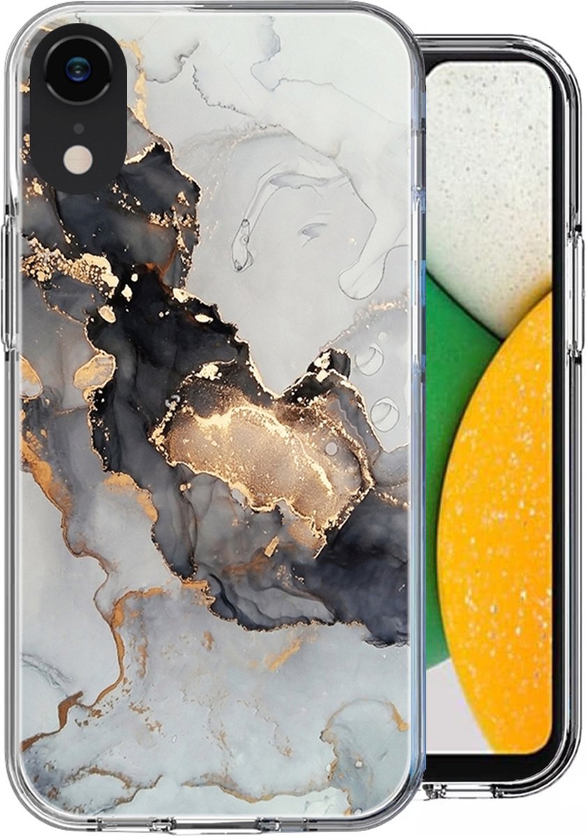 Hoesje geschikt voor Samsung A03 Core - Back Cover Siliconen Case Marmeren Hoes Wit