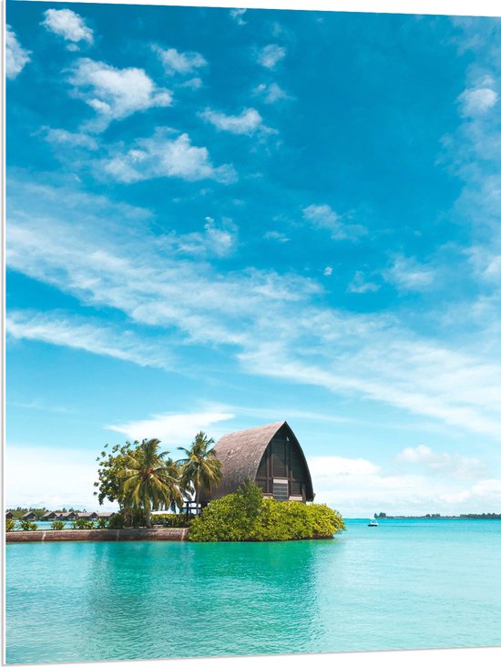 WallClassics - PVC Schuimplaat - Hotel op het Water - Malediven - 75x100 cm Foto op PVC Schuimplaat (Met Ophangsysteem)