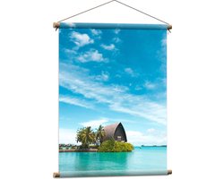 WallClassics - Textielposter - Hotel op het Water - Malediven - 60x80 cm Foto op Textiel