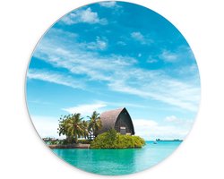 WallClassics - PVC Schuimplaat Muurcirkel - Hotel op het Water - Malediven - 70x70 cm Foto op Muurcirkel (met ophangsysteem)