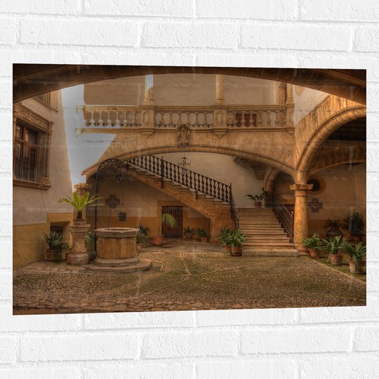 WallClassics - Muursticker - Historisch Gebouw - Ca'n Oleza Spanje - 80x60 cm Foto op Muursticker