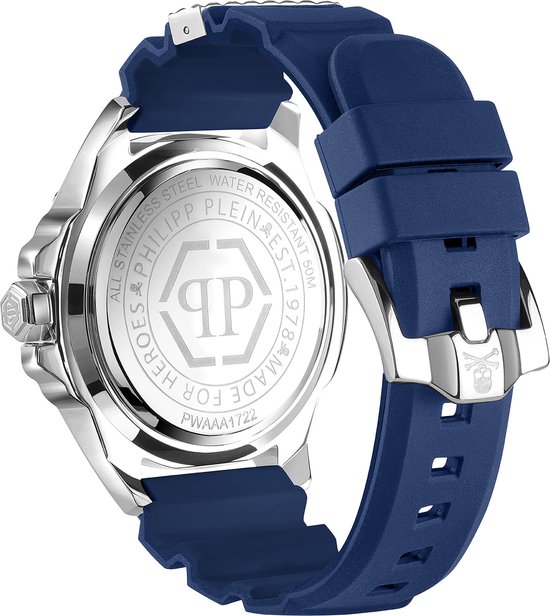 Philipp Plein The $Kull Carbon Fiber PWAAA1722 Horloge - Siliconen - Blauw - Ø 44 mm