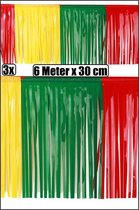 3x PVC slierten folie guirlande rood/geel/groen 6 meter x 30 cm BRANDVEILIG