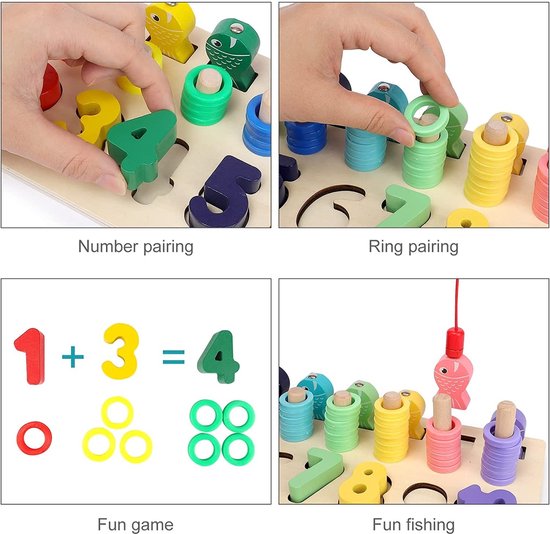 Thumbnail van een extra afbeelding van het spel Montessori Houten Magnetisch Visspel - Nummer Spellen Montessori Speelgoed- Pedagogisch Speelgoed - Cadeau, Spel Met Hengel, Schaakspel Voor Motor Skill Kleuterschool Sensorisch Visspel Vanaf 3 jaar