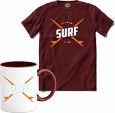 Surf Florida | Surfen - Surfing - Surfboard - T-Shirt met mok - Unisex - Burgundy - Maat S