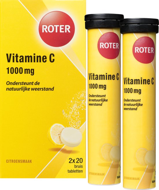 Foto: Roter vitamine c 1000mg bruis hoge dosering vitamine c ter ondersteuning van je weerstand 40 bruistabletten met citroensmaak