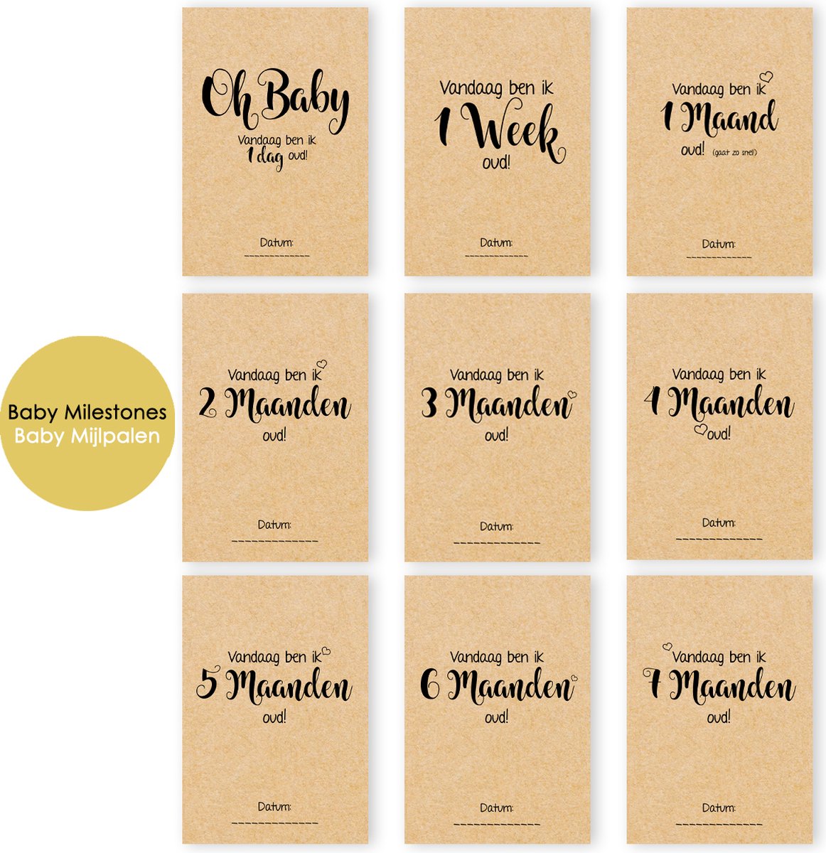 Goedkoopste MSTB003 - 24 stuks - Milestone - Mijlpaalkaarten - Babycadeau - Babyshower - Gender Reveal - Babyshower cadeau