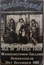Metalen wandbord concertbord Motorhead Ace of Spades tour - 20 x 30 cm