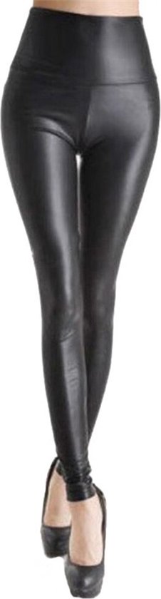 WiseGoods Legging en Latex de Luxe Femme - Leggings - Vêtements Sexy Femme - Vêtements de Soirée - Pantalon Wetlook - Pantalons Disco - Zwart - S