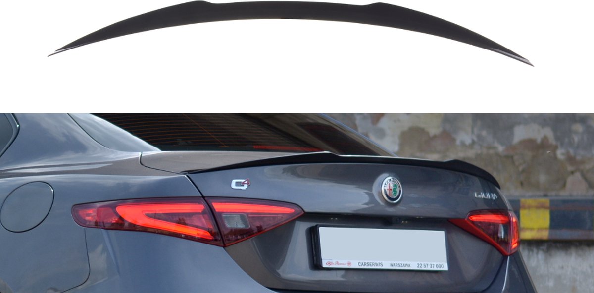 Spoiler Cap Maxton Design Alfa Romeo Giulia Veloce Achterklep Spoiler Versie 1 Glans Zwart AL-GI-1-VEL-CAP1G