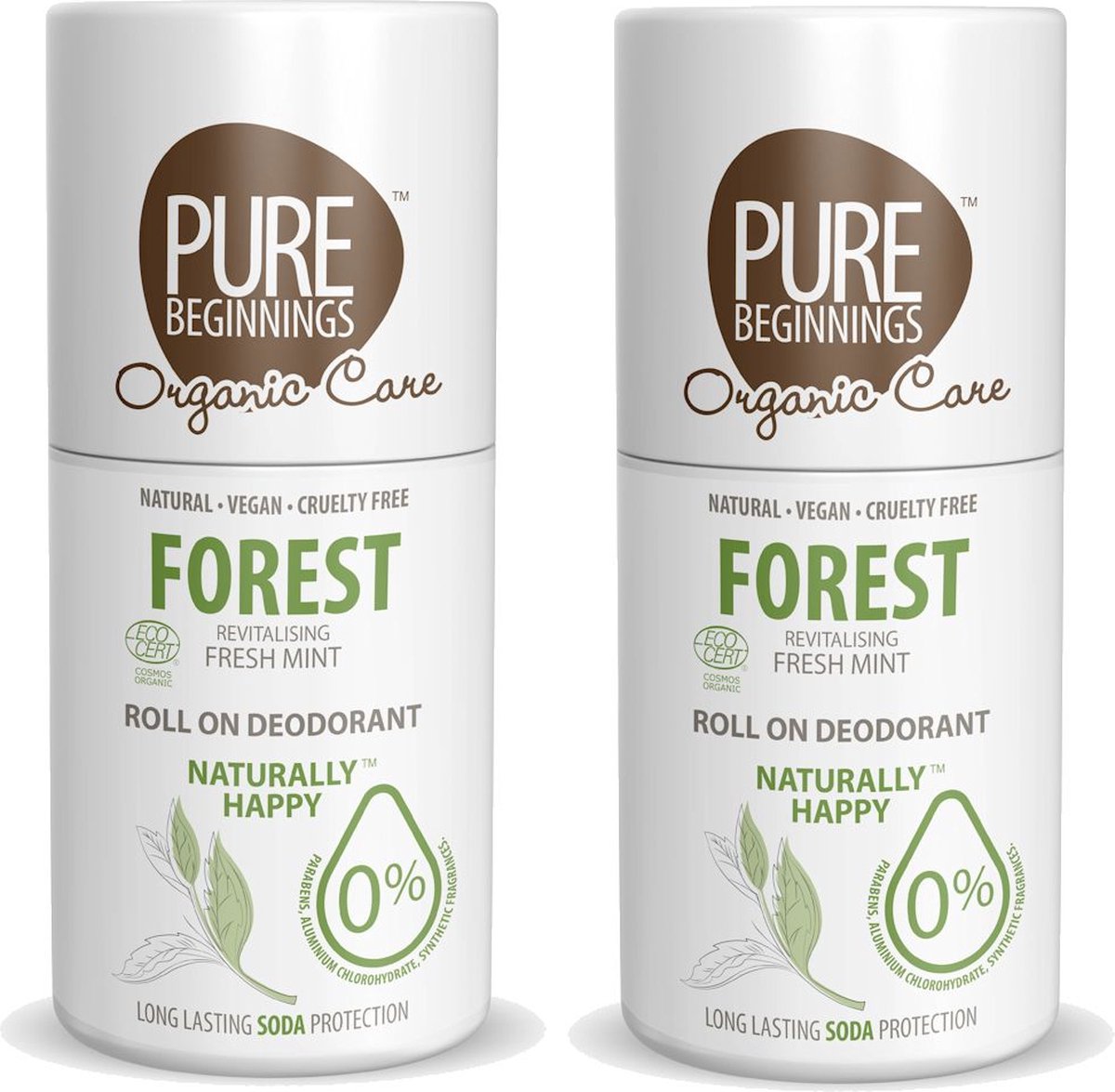 Pure Beginnings - Roll on deodorant - Forest - Revitalising Fresh Mint - 75ml - 2 Pak