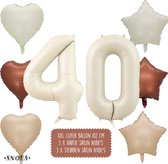 40 Jaar Cijfer Ballon - Snoes - Satijn Creme Nude Ballonnnen - Heliumballon - Folieballonnen