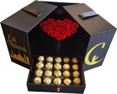 Flowerbox Met Zeep Rozen en Tekst - Zeep Rozen - Kunstbloem - Eid Mubarak - Giftbox - Offerfeest - Suikerfeest - Ramadan