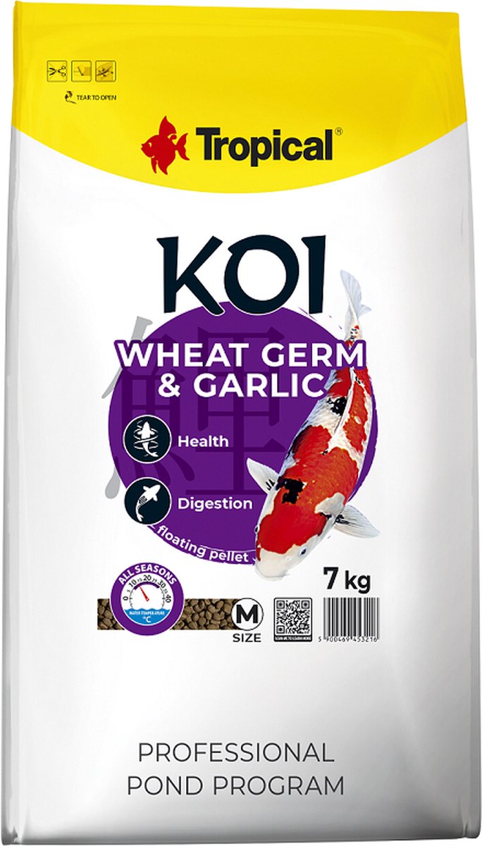 Tropical Koi Wheat Germ & Garlic - 7KG - Koivoer - Vijvervoer