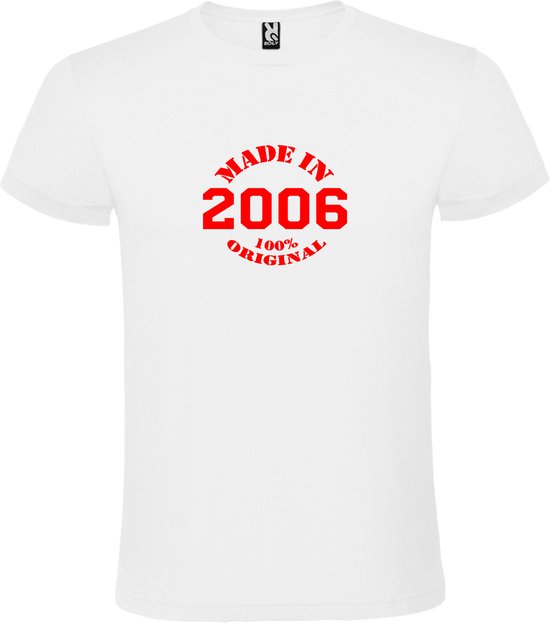 T-Shirt Wit avec Image « Made in 2006 / 100% Original » Rouge Taille XL