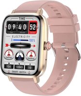 Belesy® HEAVEN – Smartwatch Dames – Smartwatch Heren – Horloge – 1.85" Kleurenscherm – Stappenteller – Hartslagmeter – Bloeddrukmeter – Slaapmonitor – Split Screen – Stembediening – Sportmodus – Bluetooth 5.1 – Goud - Moederdag