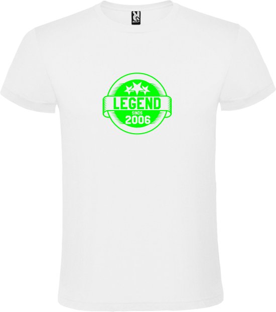 T-Shirt Wit avec Image «Legend depuis 2006 » Vert Fluo Taille XL