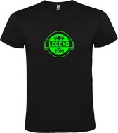 Zwart T-Shirt met “Legend sinds 2010 “ Afbeelding Neon Groen Size XXXXL