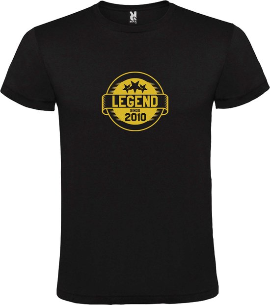 Zwart T-Shirt met “Legend sinds 2010 “ Afbeelding Goud Size XXXXXL