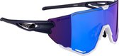 FORCE CREED Matt Zwart Polarized Sportbril met UV400 Bescherming en Flexibel TR90 Frame - Unisex & Universeel - Sportbril - Zonnebril voor Heren en Dames - Fietsaccessoires - Blauw