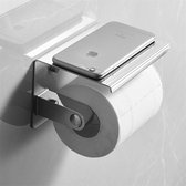 TDR-Toiletrol houder Met Plankje - RVS-Badkamer accessoires-zilver