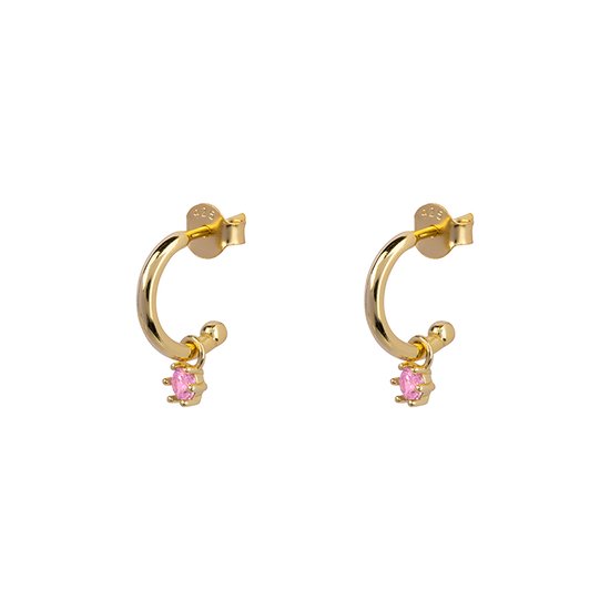 Boucles d'oreilles pendantes Birthstone Octobre Rose Quartz