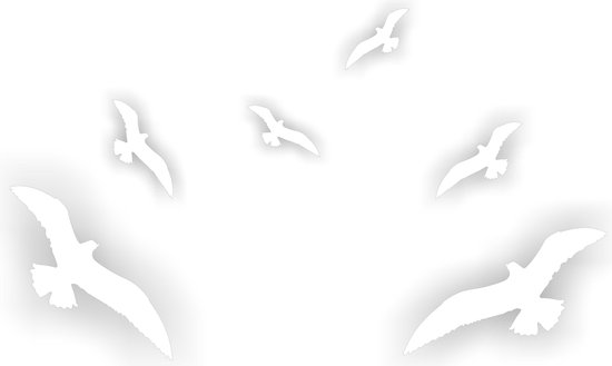 Vogelbescherming stickers set van 6 vogels kleur wit