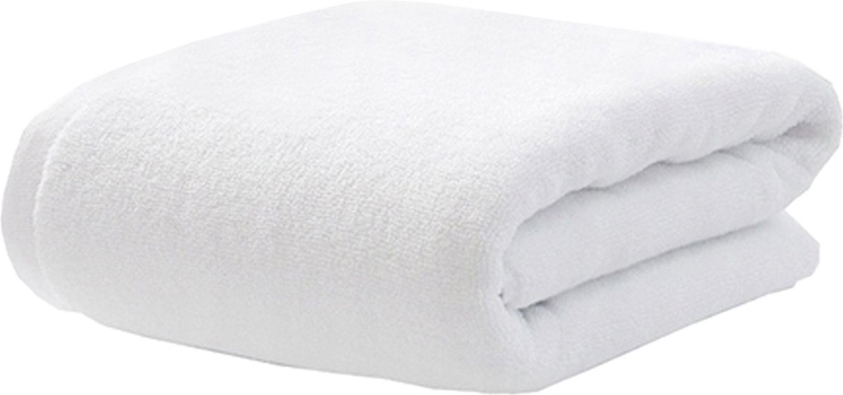 Witte katoenen handdoek / hotelhanddoek, dubbele lus 50x100 cm 500g