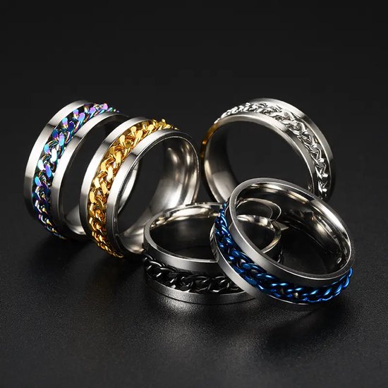 Fidget Ring Zilver - Zilver (Maat 55 - 17 mm - 17.4 mm) - Anxiety Ring - Angst Ring - Stress Ring Heren / Dames - Spinning Ring - Draai Ring - Zilver Roestvrij Staal - Spinner Ring - Jaynoi