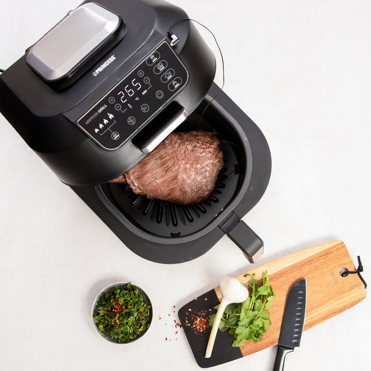 Princess Airfryer Grill XXL 182092 - 2 in 1 Grill en Heteluchtfriteuse - Temperatuurmeter - Groot 5.6 liter - 265 graden - 4 voorgeprogrammeerde programma's - RVS/Zwart thumbnail 7
