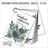 Kaarten - Babyshower -> Voorspellingskaart - Bundel/Boekje - No:02-1 - Knul/Jongetje (in stijl met sluitring, Vogels Papa & Mama - Blauw) - LeuksteKaartjes.nl by xMar