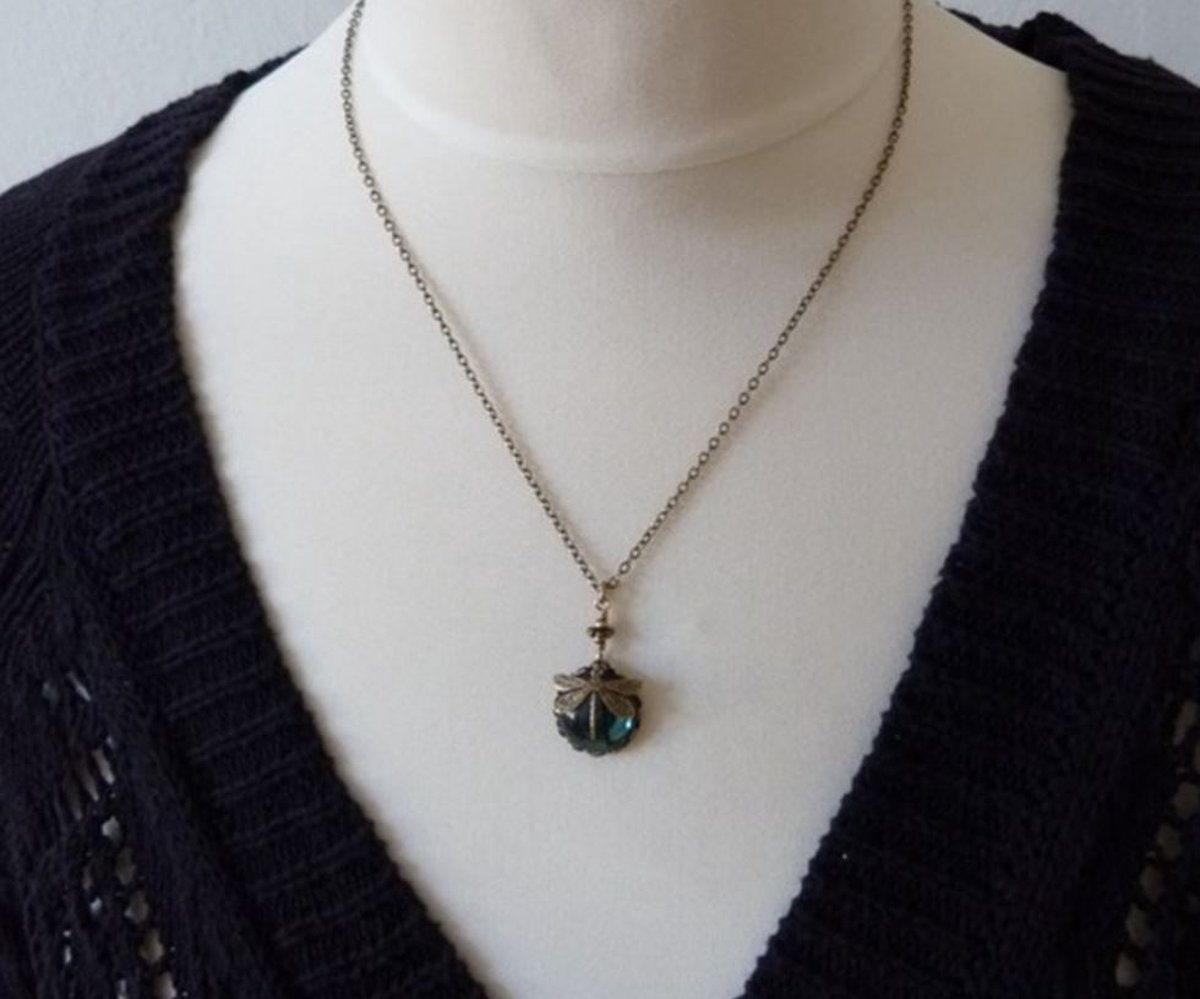 Clataly Zonnebloem Turquoise Hanger Ketting Goud Vintage Bloem Plaat Pailletten Kettingen Parel Oog Kralen Ketting Sieraden voor Vrouwen en Meisjes (Gouden Ketting B