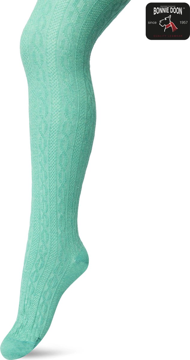 Bonnie Doon Bio Kabel Maillot Meisjes Fel Groen maat 140/158 M - Ingebreid Kabel patroon - Biologisch Katoen - Uitstekend draagcomfort - Classic Cable Tights - OEKO-TEX - Gladde Naden - Klassiek - Malachite Green - BP213901.277
