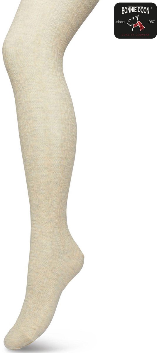 Bonnie Doon Bio Kabel Maillot Meisjes Crème maat 164/182 L - Ingebreid Kabel patroon - Biologisch Katoen - Uitstekend draagcomfort - Classic Cable Tights - OEKO-TEX - Gladde Naden - Klassiek - Zand - Ivory - BP213901.343