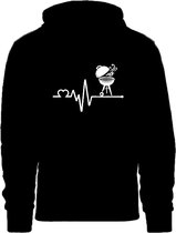 Grappige hoodie - trui met capuchon - hartslag - heartbeat - bbq - barbecue - maat S