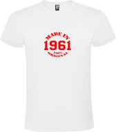 T-Shirt Wit avec Image « Made in 1961 / 100% Original » Rouge Taille M