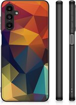 Doorzichtig Hoesje Geschikt voor Samsung Galaxy A14 5G Siliconen Back Cover met Zwarte rand Polygon Color