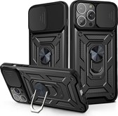 Hoesje geschikt voor OPPO A17 - Backcover - Rugged Armor - Camerabescherming - Extra valbescherming - TPU - Zwart