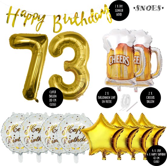 73 Jaar Verjaardag Cijfer ballon Mannen Bier - Feestpakket Snoes Ballonnen Cheers & Beers - Herman