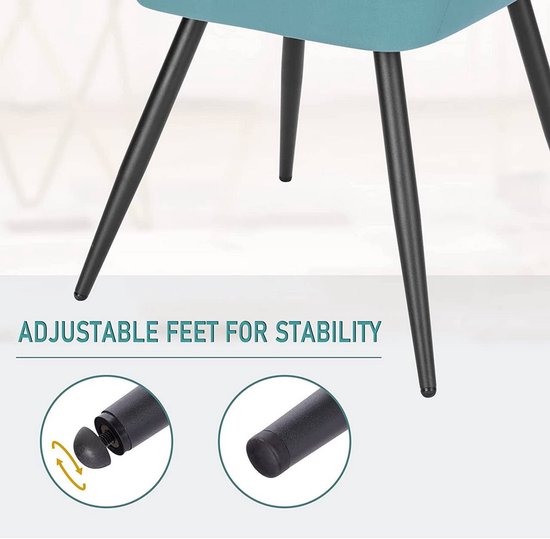 OFCASA Eetkamerstoelen Set van 2 draaibare fauteuils fluweel