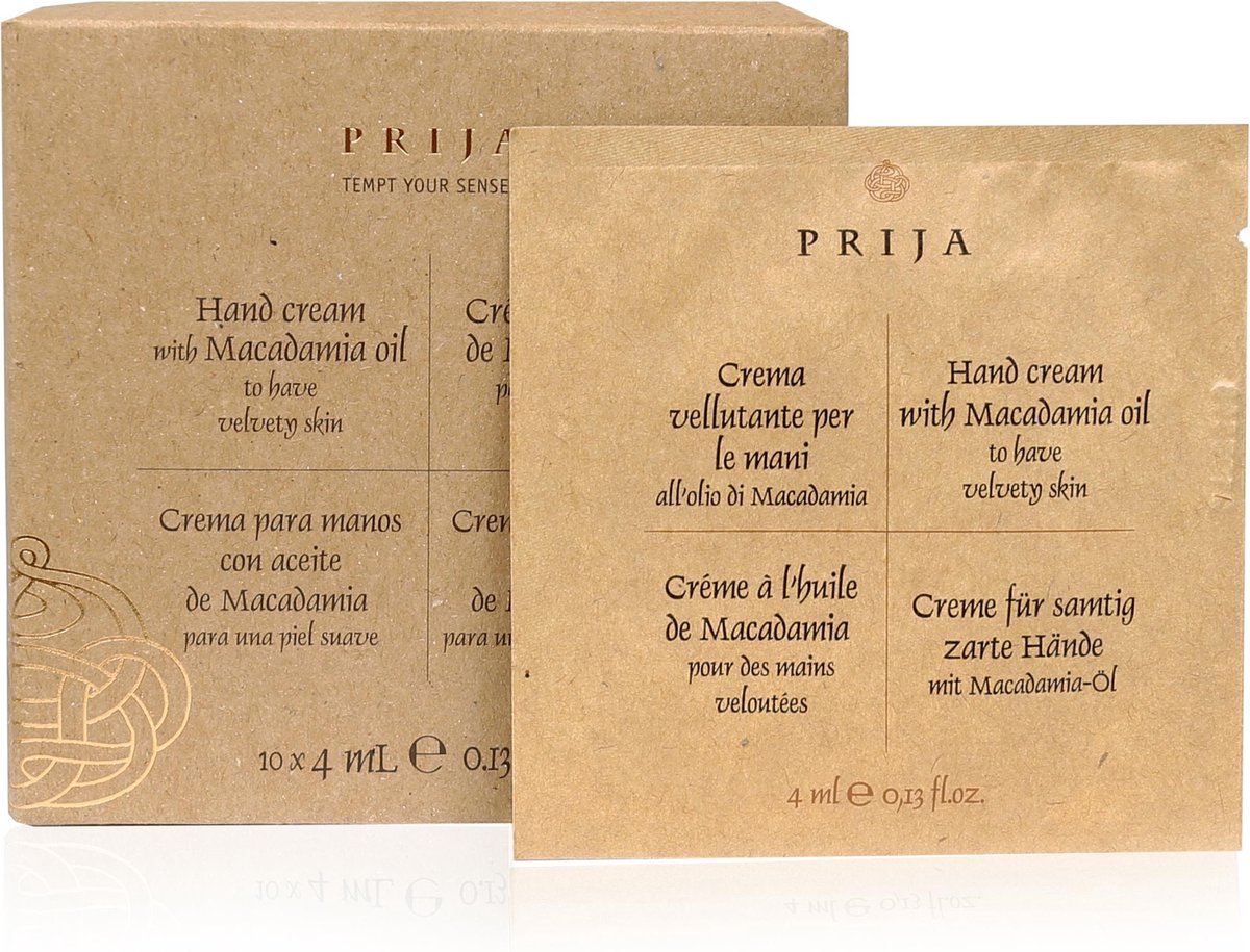 PRIJA NATUURLIJKE handcrème met macadamia-olie PRESENT 10 sachets x 4ml