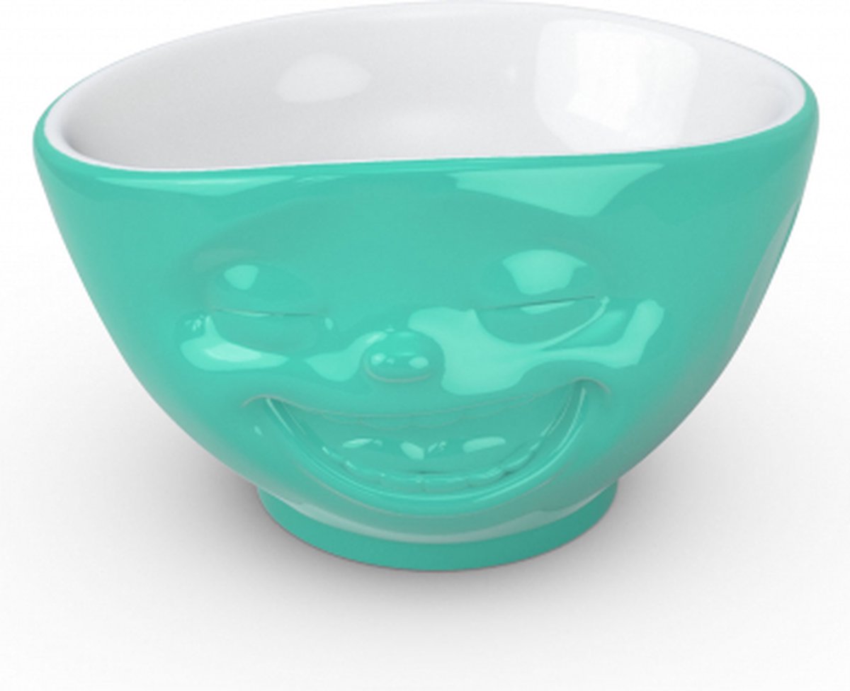 Tassen serie kom Mint groen met lachend gezichtje 500 ML 100 % porselein - Bowl Laughing