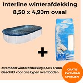Interline winterafdekking - Winterafdekking 8,50 x 4,90m ovaal - Voor alle typen zwembaden - Vertraagt verdamping - Verminderd verbruik chloor - Inclusief gratis zwembadspons