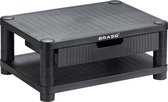 BRASQ Monitorstandaard Zwart MS200 - In Hoogte Verstelbaar - Geschikt voor Monitor, Tablet en Smartphone 24x15x6,3 cm