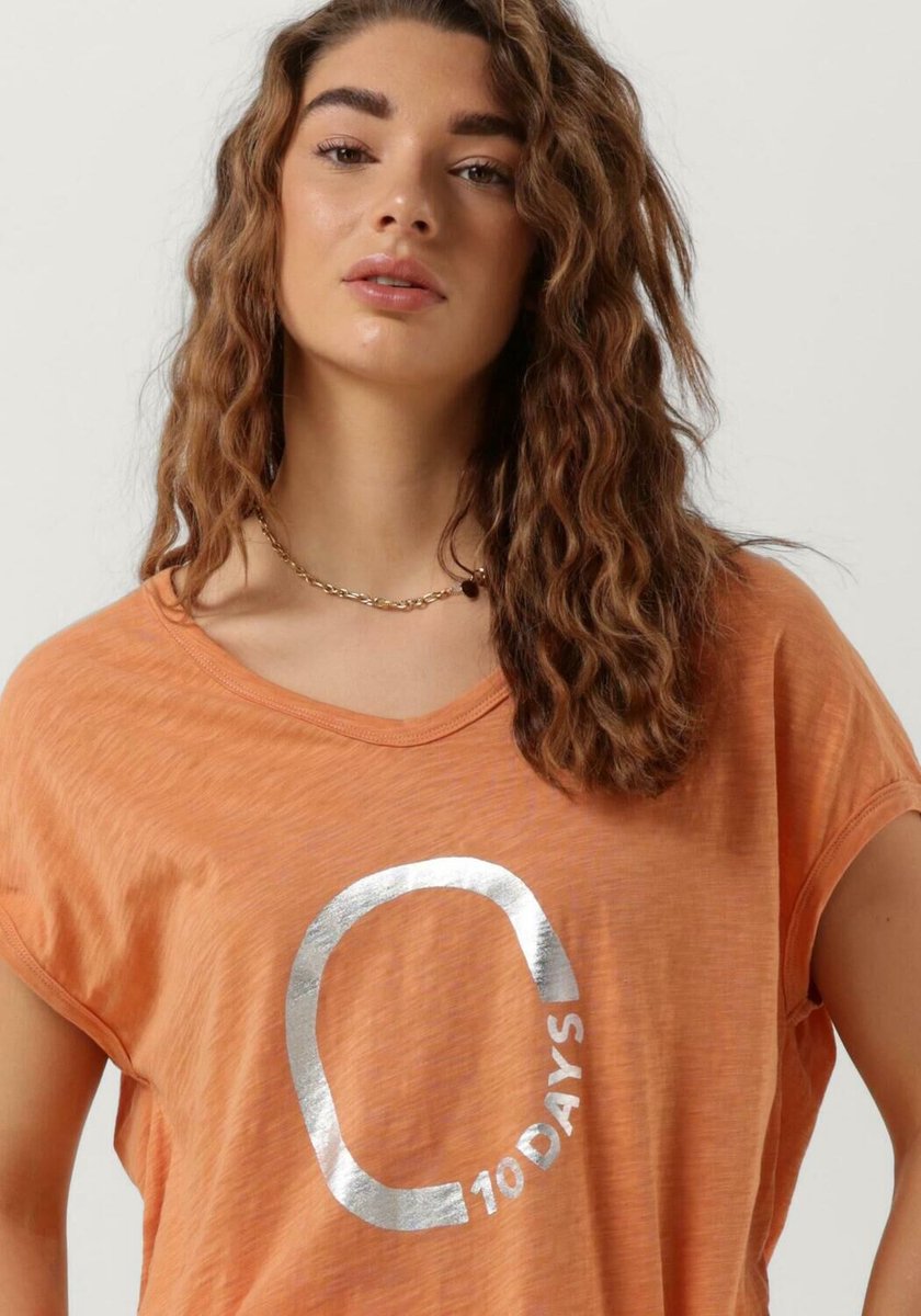 10days Shortsleeve Tee Circle Tops & T-shirts Dames - Shirt - Oranje - Maat M